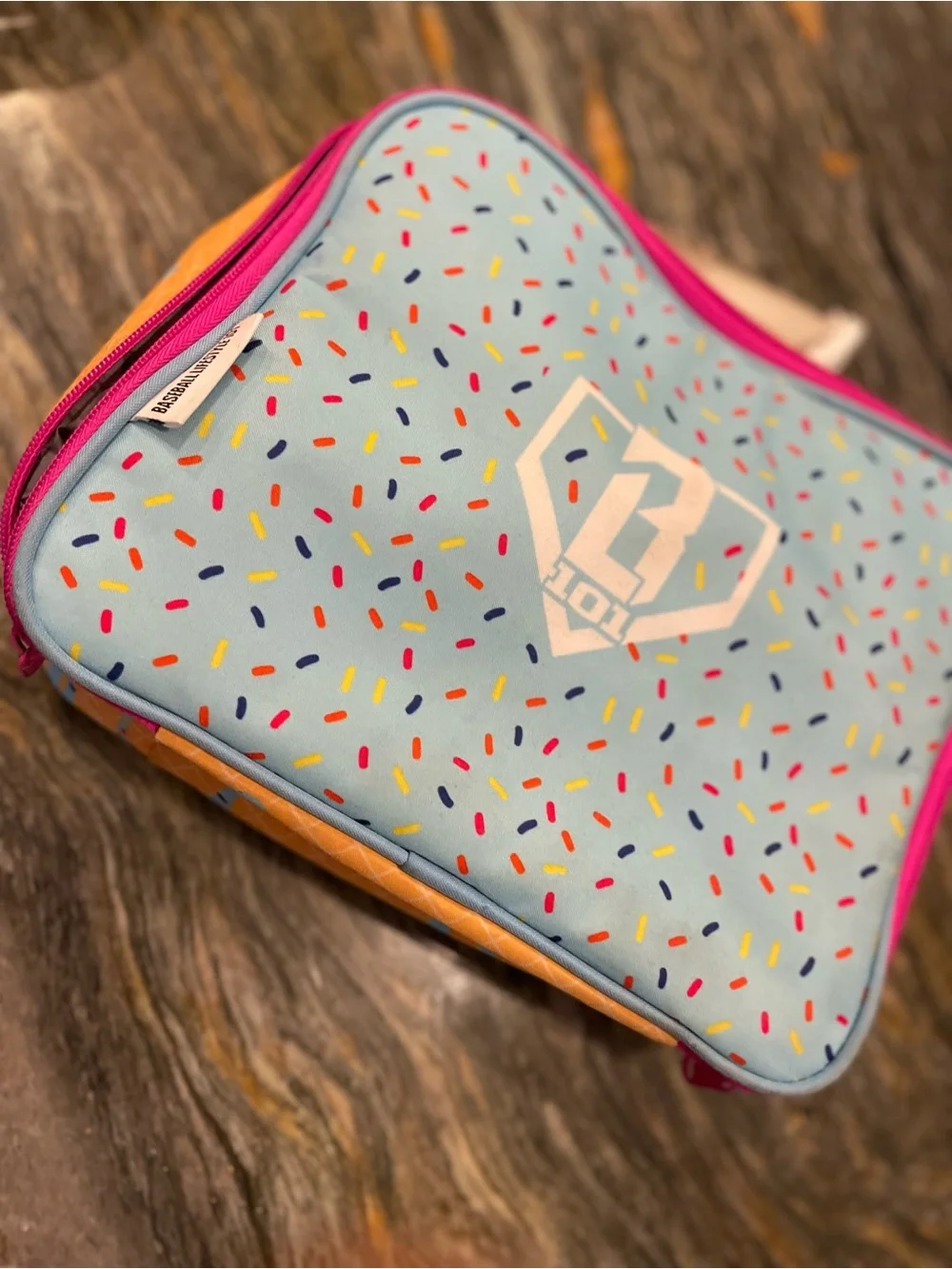 Baseball Lifestyle 101 Light Blue Kids Lunch Bag with Sprinkles -